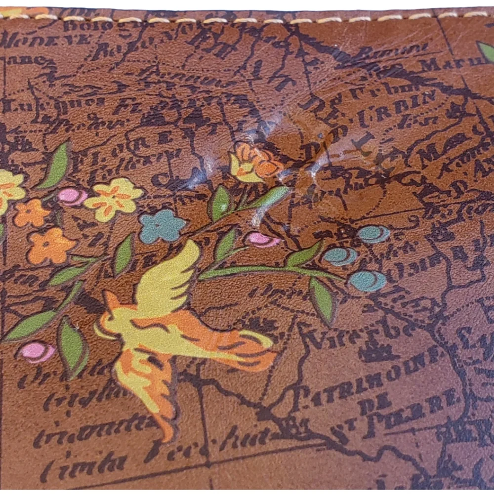 NWT Patricia Nash Cassini Wristlet Floral Map pattern Brown Leather w/strap - Picture 6 of 10